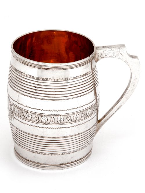antique georgian barrel shaped silver christening mug - CATEGORY: ANTIQUE SILVER - DATED 1800