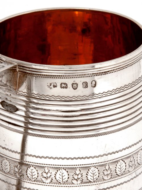 ANTIQUE GEORGIAN BARREL SHAPED SILVER CHRISTENING MUG - ADDITIONAL PHOTO 3