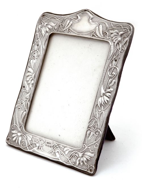 art nouveau style silver photo or picture frame with stylised flower reliefs - CATEGORY: ANTIQUE SILVER - DATED 1900