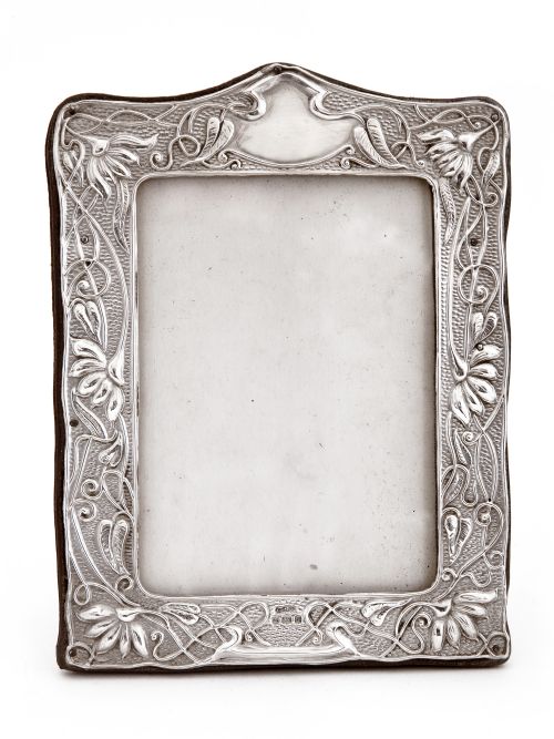 ART NOUVEAU STYLE SILVER PHOTO OR PICTURE FRAME WITH STYLISED FLOWER RELIEFS - ADDITIONAL PHOTO 1
