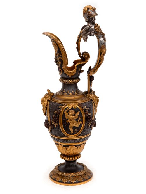 victorian parcel gilt ewer oxidised silver plated and gilt decoration - CATEGORY: ANTIQUE METAL - DATED 1880