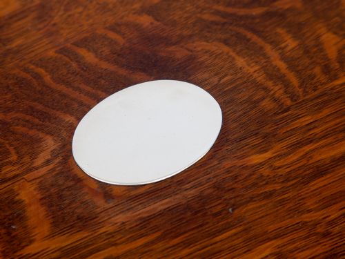 OVAL OAK AND SILVER PLATE SHIPS STYLE GALLERY TRAY WITH A BALL AND RAIL GALLERY - ADDITIONAL PHOTO 2
