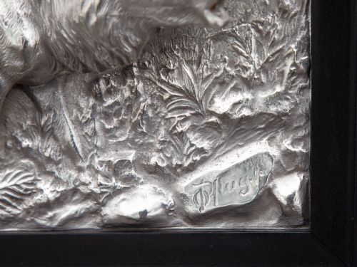 VICTORIAN SILVER PLATED FRAMED RELIEF OF A STANDING STAG - ADDITIONAL PHOTO 4