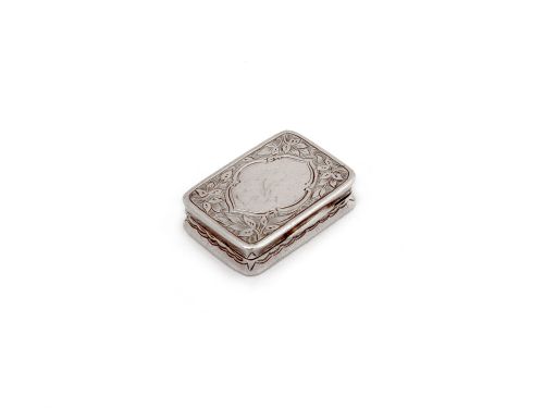 GEORGE UNITE VICTORIAN SILVER VINAIGRETTE BEAUTIFULLY ENGRAVED WITH FLORAL SCENES - ADDITIONAL PHOTO 1