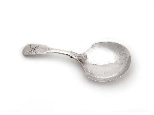 plain silver victorian tea caddy spoon - CATEGORY: ANTIQUE SILVER - DATED 1850