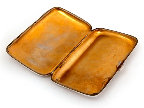ANTIQUE PLAIN SILVER CIGAR CASE WITH GILT INTERIOR - ADDITIONAL PHOTO 2