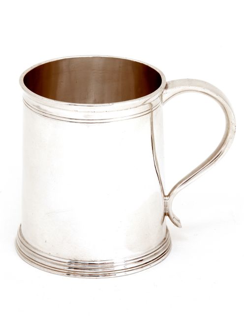 edwardian silver childs cup or mug with a plain cylindrical tapering body - CATEGORY: ANTIQUE SILVER - DATED 1900