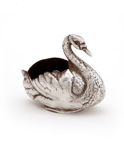 EDWARDIAN SILVER SWAN PIN CUSHION - ADDITIONAL PHOTO 1