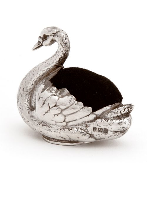 EDWARDIAN SILVER SWAN PIN CUSHION - ADDITIONAL PHOTO 3