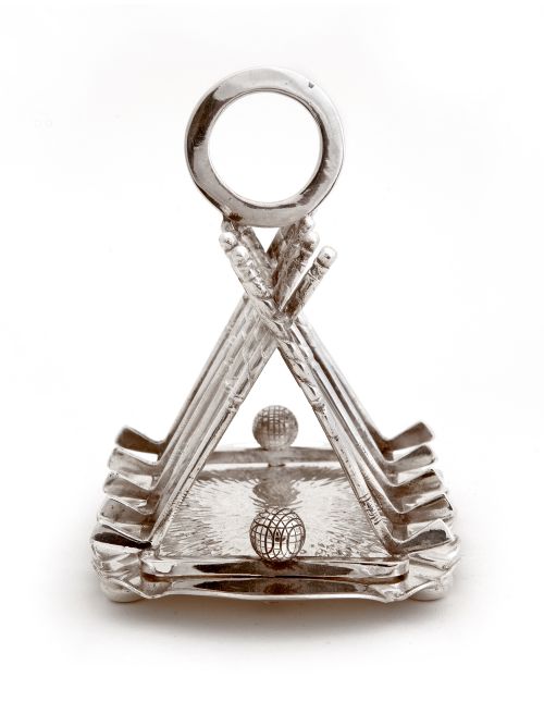 LATE VICTORIAN SILVER PLATED GOLF THEMED TOAST RACK - ADDITIONAL PHOTO 1