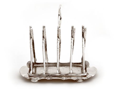 LATE VICTORIAN SILVER PLATED GOLF THEMED TOAST RACK - ADDITIONAL PHOTO 2