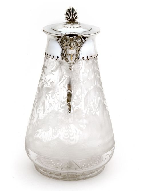 VICTORIAN SILVER PLATE CLARET JUG WITH CAMBRIDGE UNIVERSITY ATHLETICS CLUB TRINITY SPORTS CREST - ADDITIONAL PHOTO 1