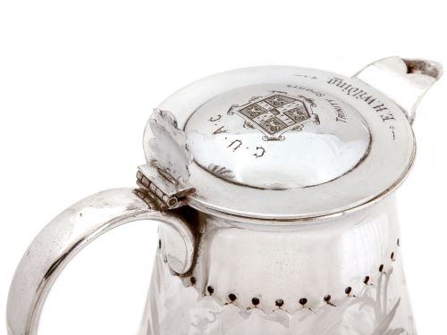 VICTORIAN SILVER PLATE CLARET JUG WITH CAMBRIDGE UNIVERSITY ATHLETICS CLUB TRINITY SPORTS CREST - ADDITIONAL PHOTO 4