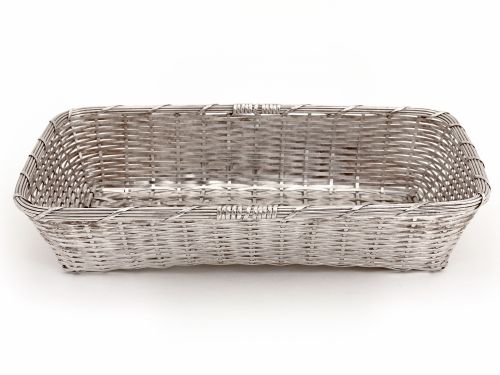 DECORATIVE SILVER PLATED BREAD DISH IN A WOVEN WORK DESIGN - ADDITIONAL PHOTO 1