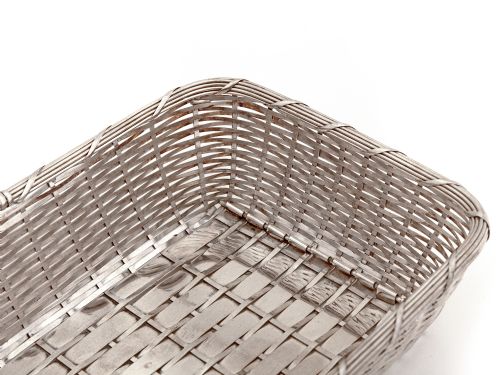 DECORATIVE SILVER PLATED BREAD DISH IN A WOVEN WORK DESIGN - ADDITIONAL PHOTO 2