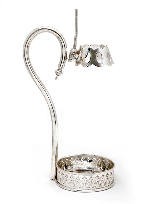 late victorian silver plated champagne or wine bottle holder with a detachable collar - CATEGORY: ANTIQUE SILVER - DATED 1890