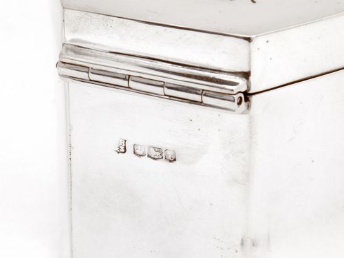 EDWARDIAN HEXAGONAL SILVER BOX TEA CADDY WITH A PLAIN PANELED BODY - ADDITIONAL PHOTO 3