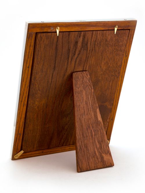 PLAIN SILVER ANTIQUE PHOTO OR PICTURE FRAME WITH AN OAK EASEL STAND BACK - ADDITIONAL PHOTO 2