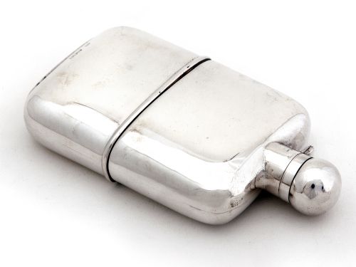 sampson mordan silver hip flask with bayonet twist hinged lid and detachable cup - CATEGORY: ANTIQUE SILVER - DATED 1900