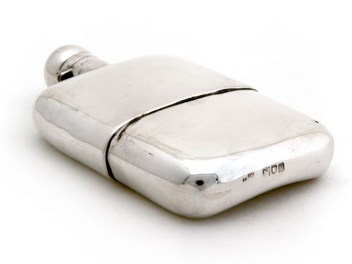 SAMPSON MORDAN SILVER HIP FLASK WITH BAYONET TWIST HINGED LID AND DETACHABLE CUP - ADDITIONAL PHOTO 3