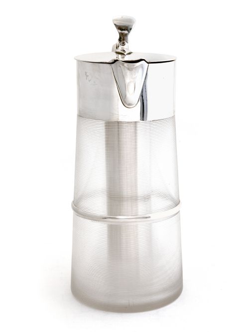 VICTORIAN SILVER PLATED LEMONADE OR PIMMS JUG WITH A THREADED DESIGN GLASS BODY - ADDITIONAL PHOTO 1