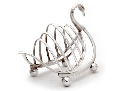 LATE VICTORIAN SILVER PLATED SWAN TOAST RACK - ADDITIONAL PHOTO 2
