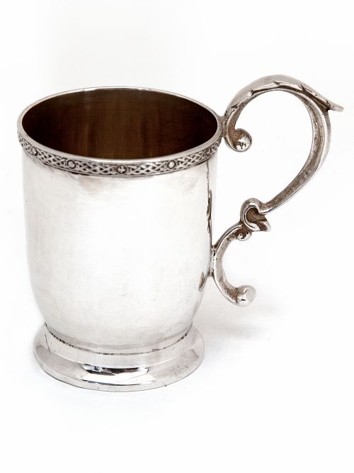 dublin silver childs mug with cast celtic style mount - CATEGORY: ANTIQUE SILVER - DATED 1960