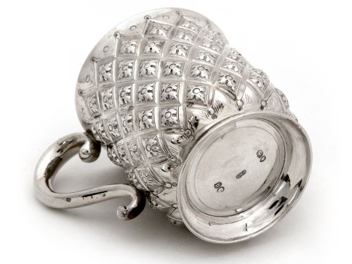 VICTORIAN SILVER HALF PINT CHRISTENING MUG HAND CHASED IN A PINEAPPLE STYLE - ADDITIONAL PHOTO 2