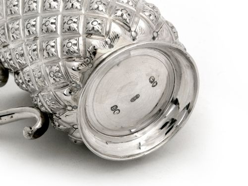 VICTORIAN SILVER HALF PINT CHRISTENING MUG HAND CHASED IN A PINEAPPLE STYLE - ADDITIONAL PHOTO 3