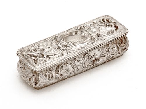 decorative edwardian silver ring or trinket box with a hinged lid and floral reposse work - CATEGORY: ANTIQUE SILVER - DATED 1900