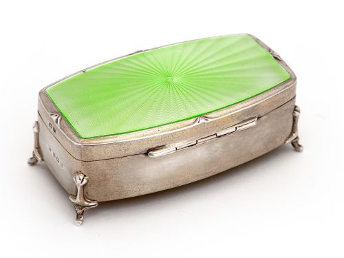 ENAMEL AND SILVER GILT JEWELLERY BOX WITH PALE GREEN ENAMELED LID - ADDITIONAL PHOTO 2