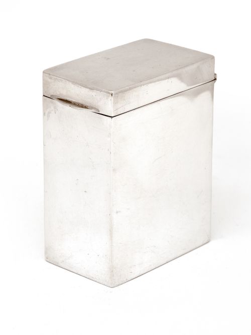 late victorian silver playing card box with a plain body hinged lid and gilt interior - CATEGORY: ANTIQUE SILVER - DATED 1900