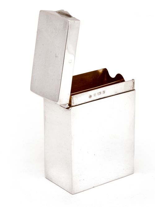 LATE VICTORIAN SILVER PLAYING CARD BOX WITH A PLAIN BODY HINGED LID AND GILT INTERIOR - ADDITIONAL PHOTO 2
