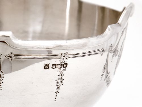 SILVER ROSE BOWL BEAUTIFULLY ENGRAVED WITH GARLANDS AND FLORAL DECORATION - ADDITIONAL PHOTO 2