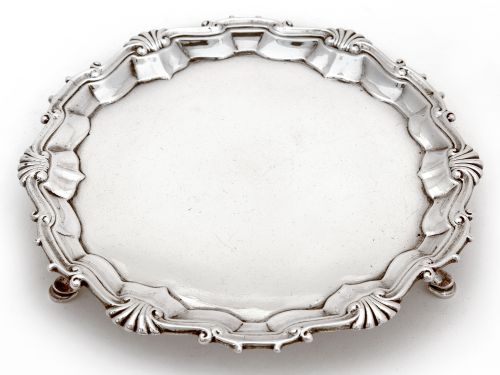 george ii silver salver with an applied shell and scroll border - CATEGORY: ANTIQUE SILVER - DATED 1750