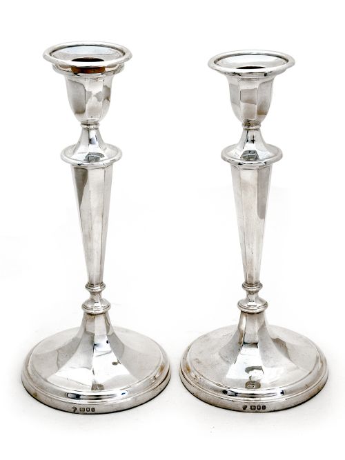 exceptional pair of tessier silver candle sticks - CATEGORY: ANTIQUE SILVER - DATED 1950