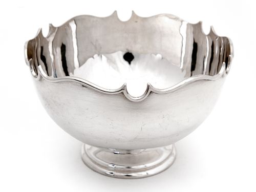 plain silver rose bowl with a chippendale border - CATEGORY: ANTIQUE SILVER - DATED 1930
