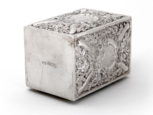 EDWARDIAN HEAVILY CHASED SILVER TEA CADDY - ADDITIONAL PHOTO 4