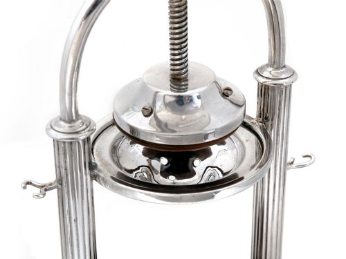 IMPRESSIVE EDWARDIAN OAK AND SILVER PLATE LEMON SQUEEZER - ADDITIONAL PHOTO 1