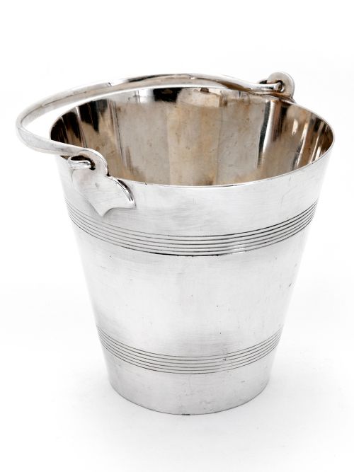 edwardian silver plated ice pail decorated with two reeded bands - CATEGORY: ANTIQUE SILVER - DATED 1900