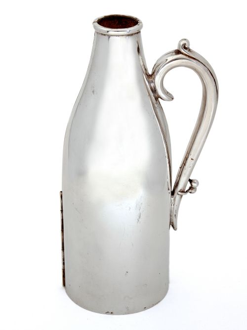 silver plated leather lined champagne bottle holder - CATEGORY: ANTIQUE SILVER - DATED 1920