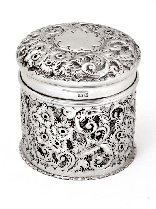 chester silver victorian dressing table jar - CATEGORY: ANTIQUE SILVER - DATED 1900