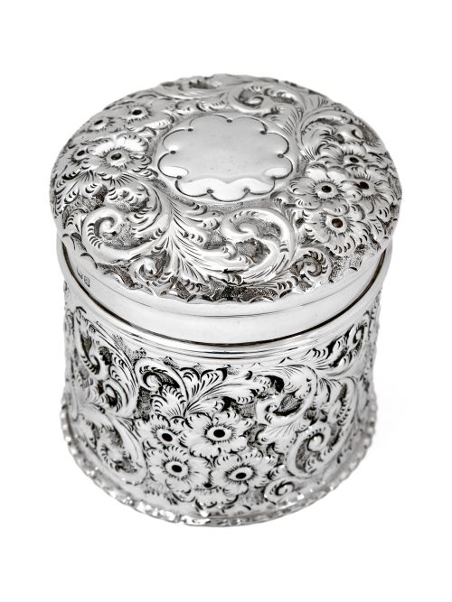 CHESTER SILVER VICTORIAN DRESSING TABLE JAR - ADDITIONAL PHOTO 2
