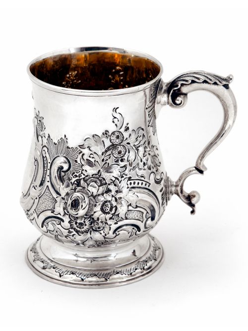 george iii newcastle silver pint mug - CATEGORY: ANTIQUE SILVER - DATED 1750