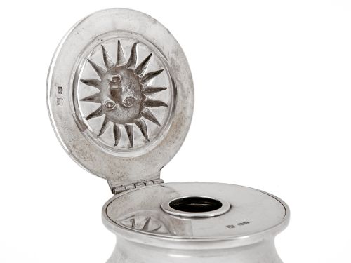 THOMAS BRADBURY SON SILVER INKWELL WITH A STARBURST FACE DESIGN - ADDITIONAL PHOTO 3