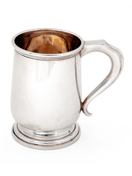 georgian style large silver christening mug with a plain body - CATEGORY: ANTIQUE SILVER - DATED 1910