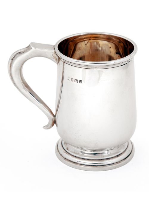 GEORGIAN STYLE LARGE SILVER CHRISTENING MUG WITH A PLAIN BODY - ADDITIONAL PHOTO 2
