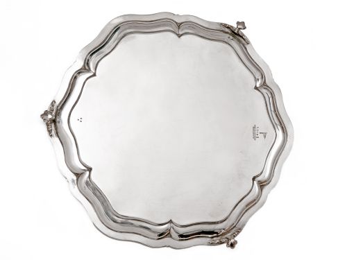 GEORGIAN STYLE SILVER SALVER BY WALKER AND HALL - ADDITIONAL PHOTO 1