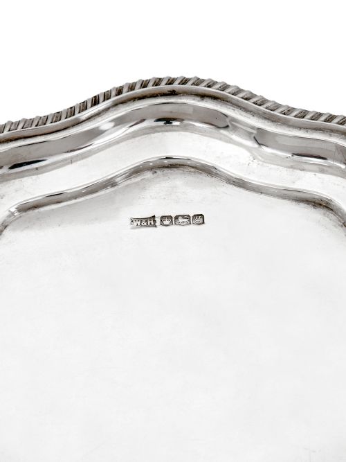GEORGIAN STYLE SILVER SALVER BY WALKER AND HALL - ADDITIONAL PHOTO 2