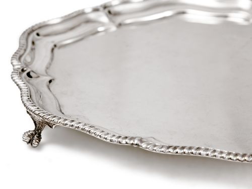GEORGIAN STYLE SILVER SALVER BY WALKER AND HALL - ADDITIONAL PHOTO 3